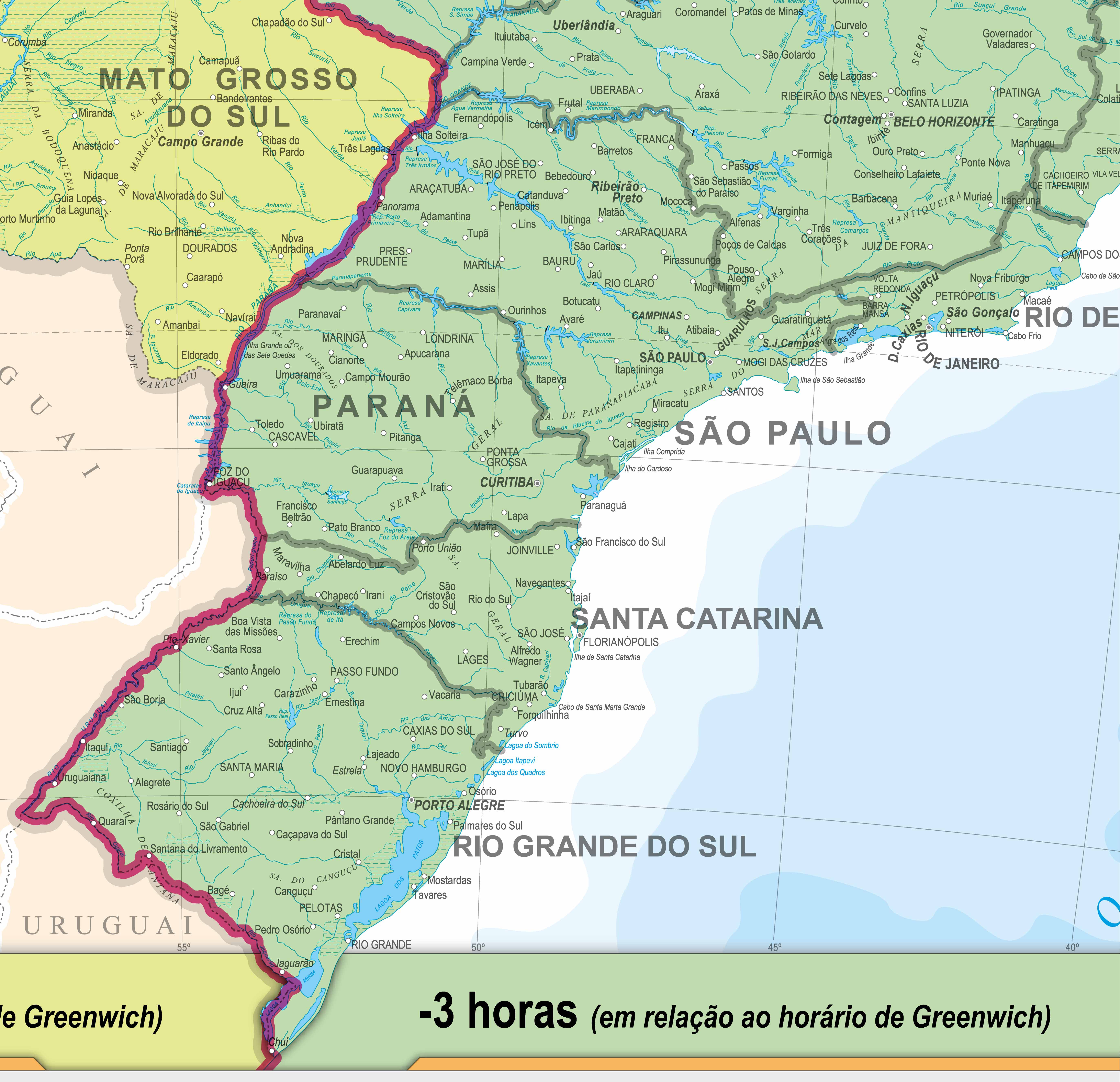Ref. 325 Mapa do Brasil Fusos Horários - Formato 1,20x0,90m
