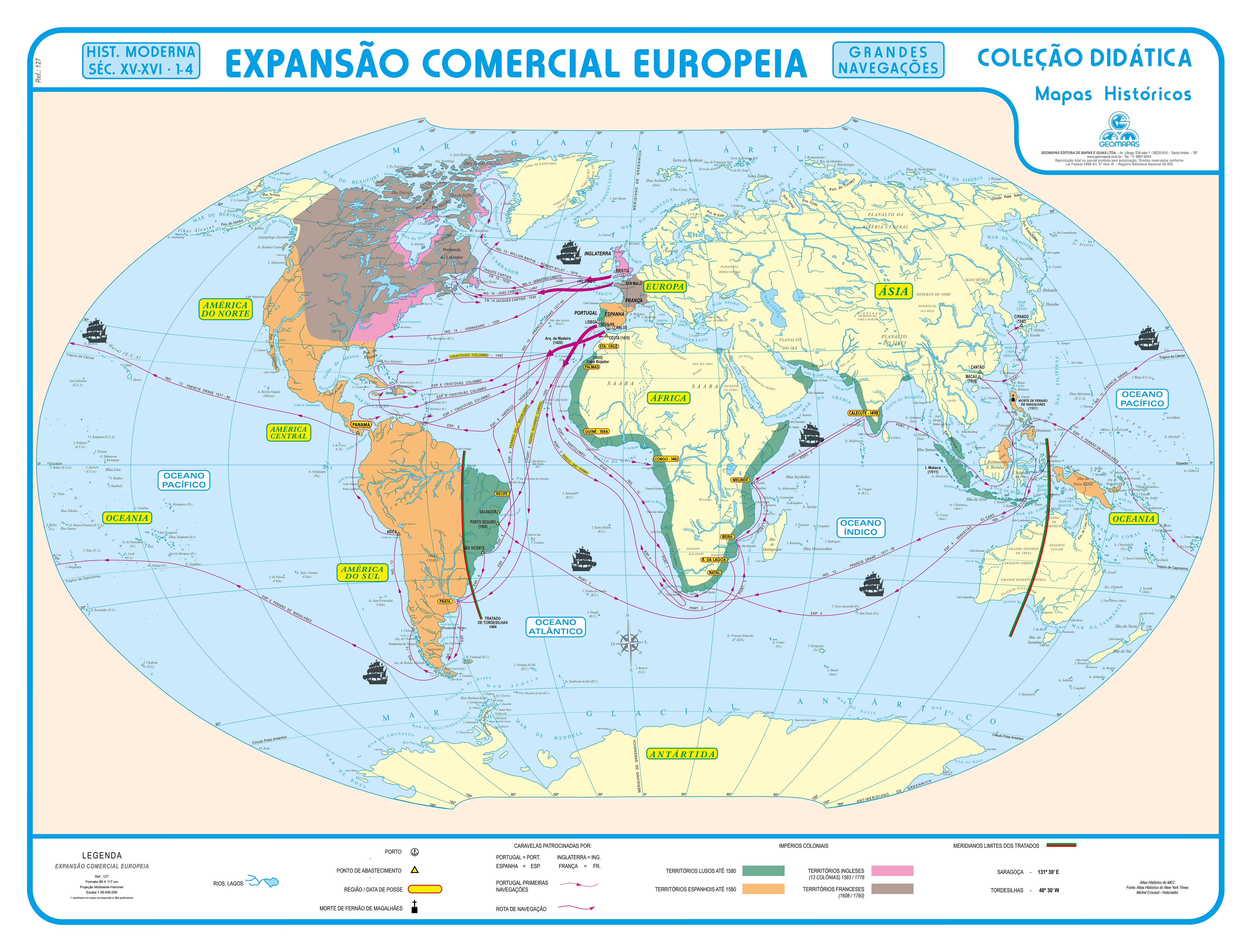 Ref. 127  Mapa da Expansão Comercial Europeia - Formato 1,20x0,90m