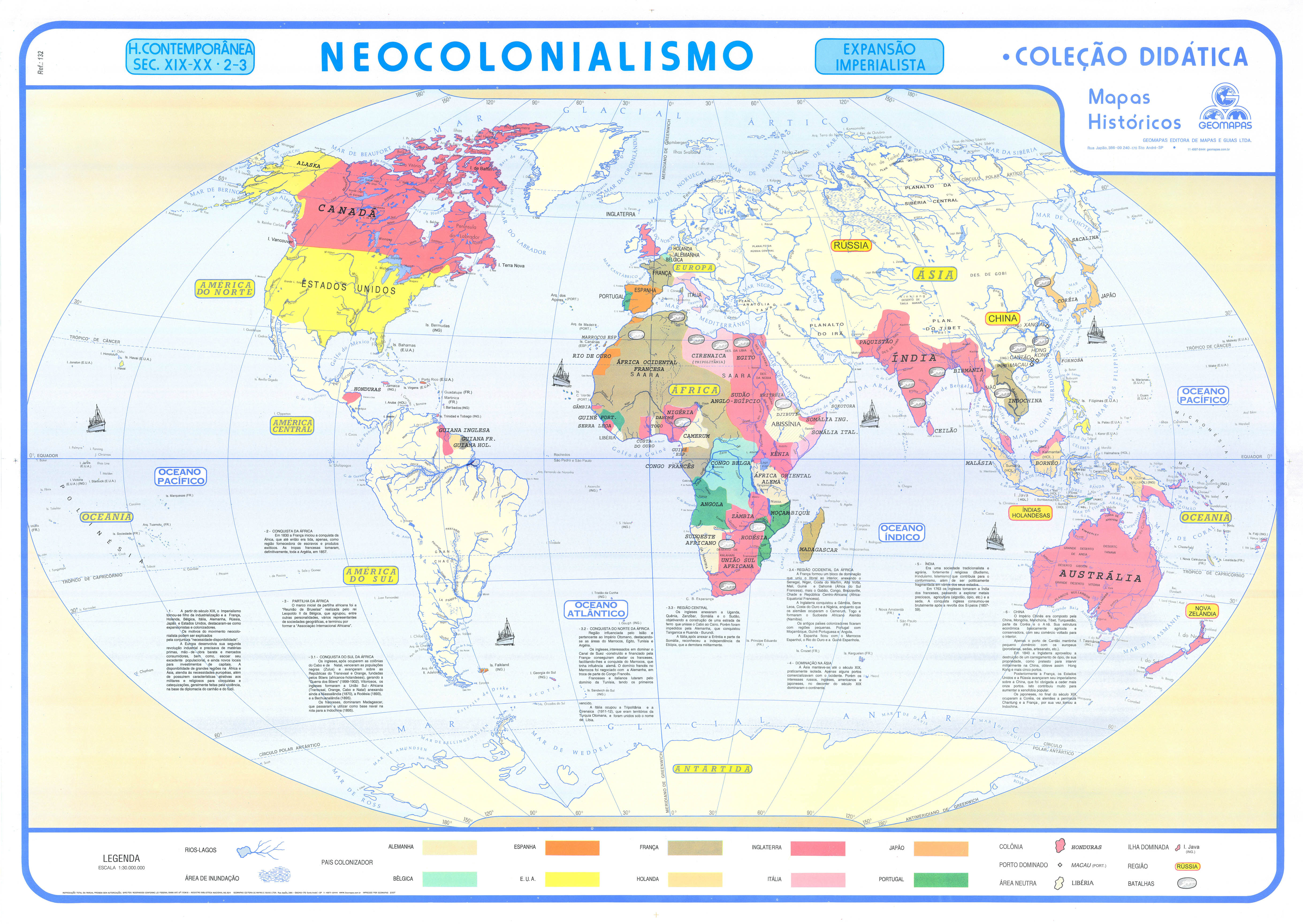 Ref. 132  Mapa do Neocolonialismo - Formato 1,20x,090m