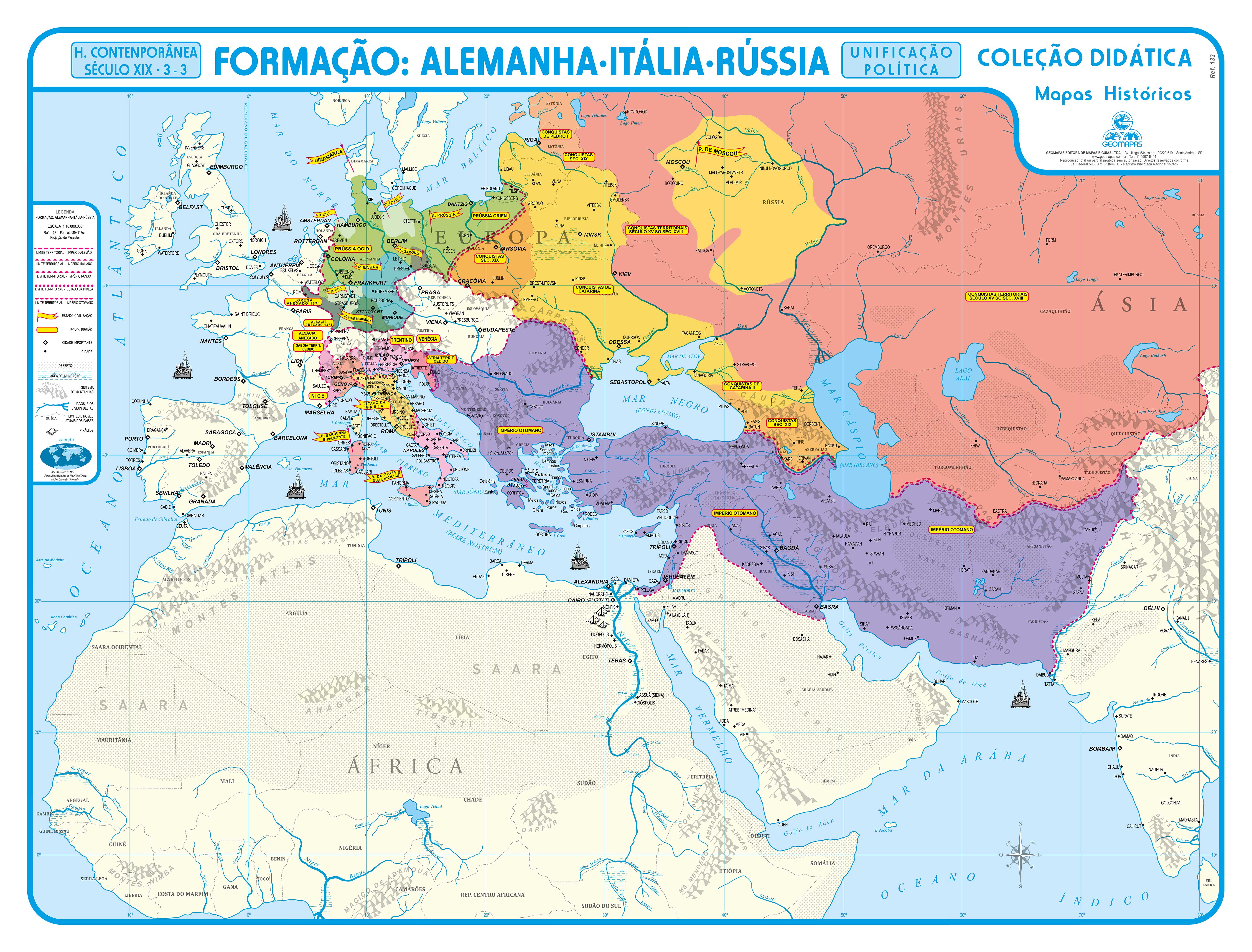 Ref. 133  Mapa da Formação: Alemanha - Itália - Rússia Formato 1,20x0,90m