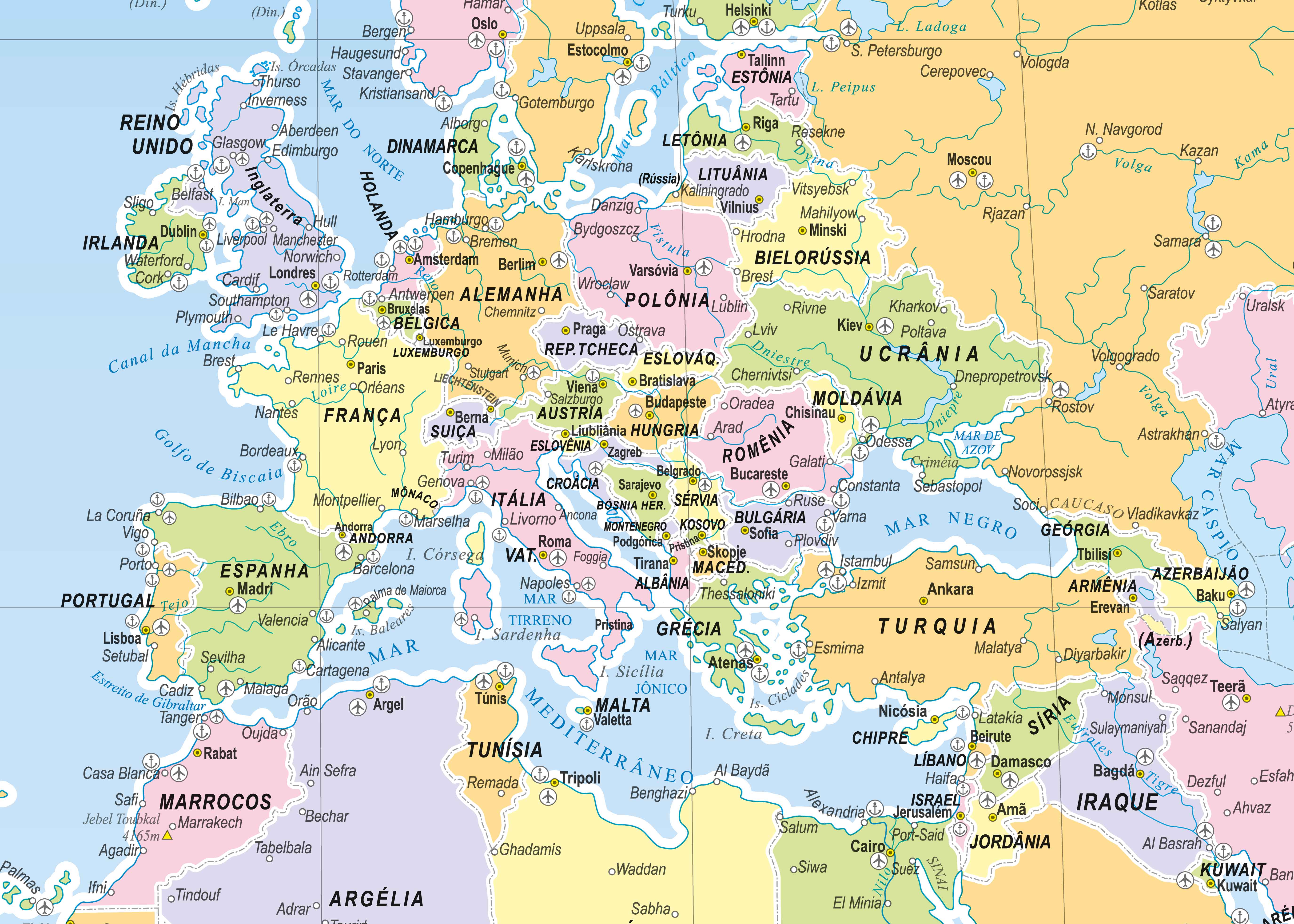 Ref. 155 Mapa Mundi Mar Azul - Formato 1.20x0.90m