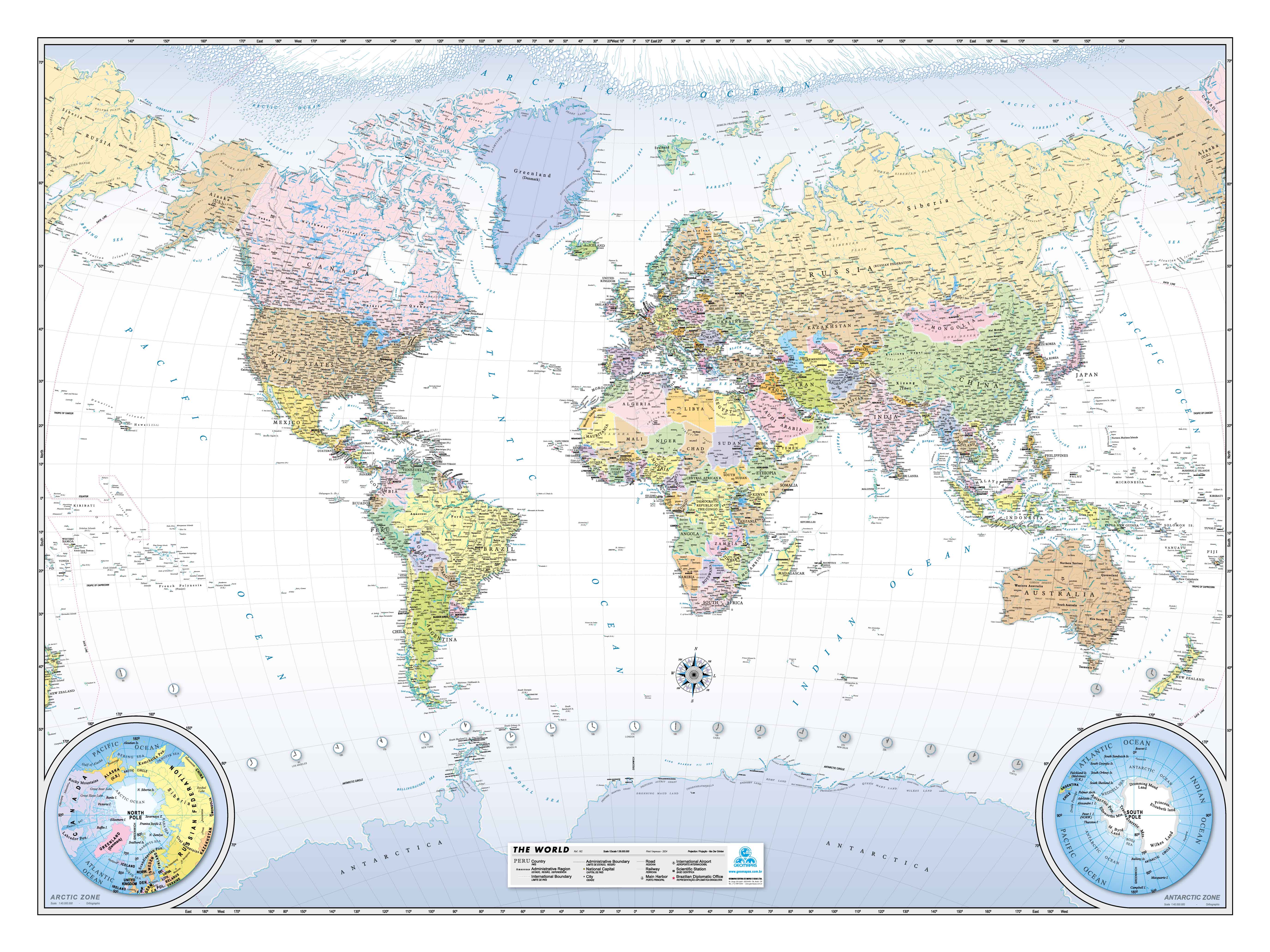 Ref. 162 Mapa-Múndi The World White - Formato 1.20x0.90m