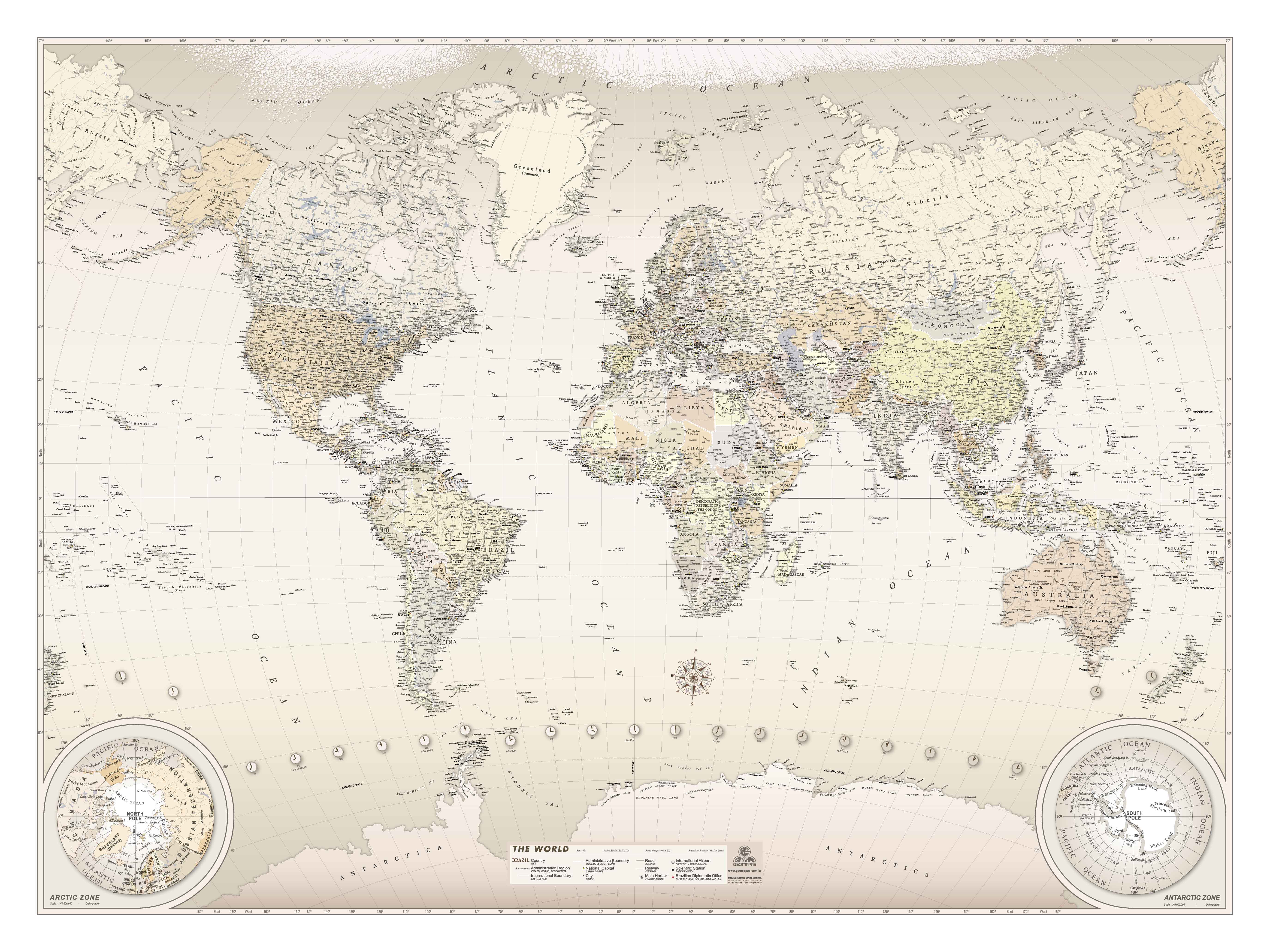 Ref. 165 - Mapa-Múndi The World Classic - Formato 1.20x0.90m