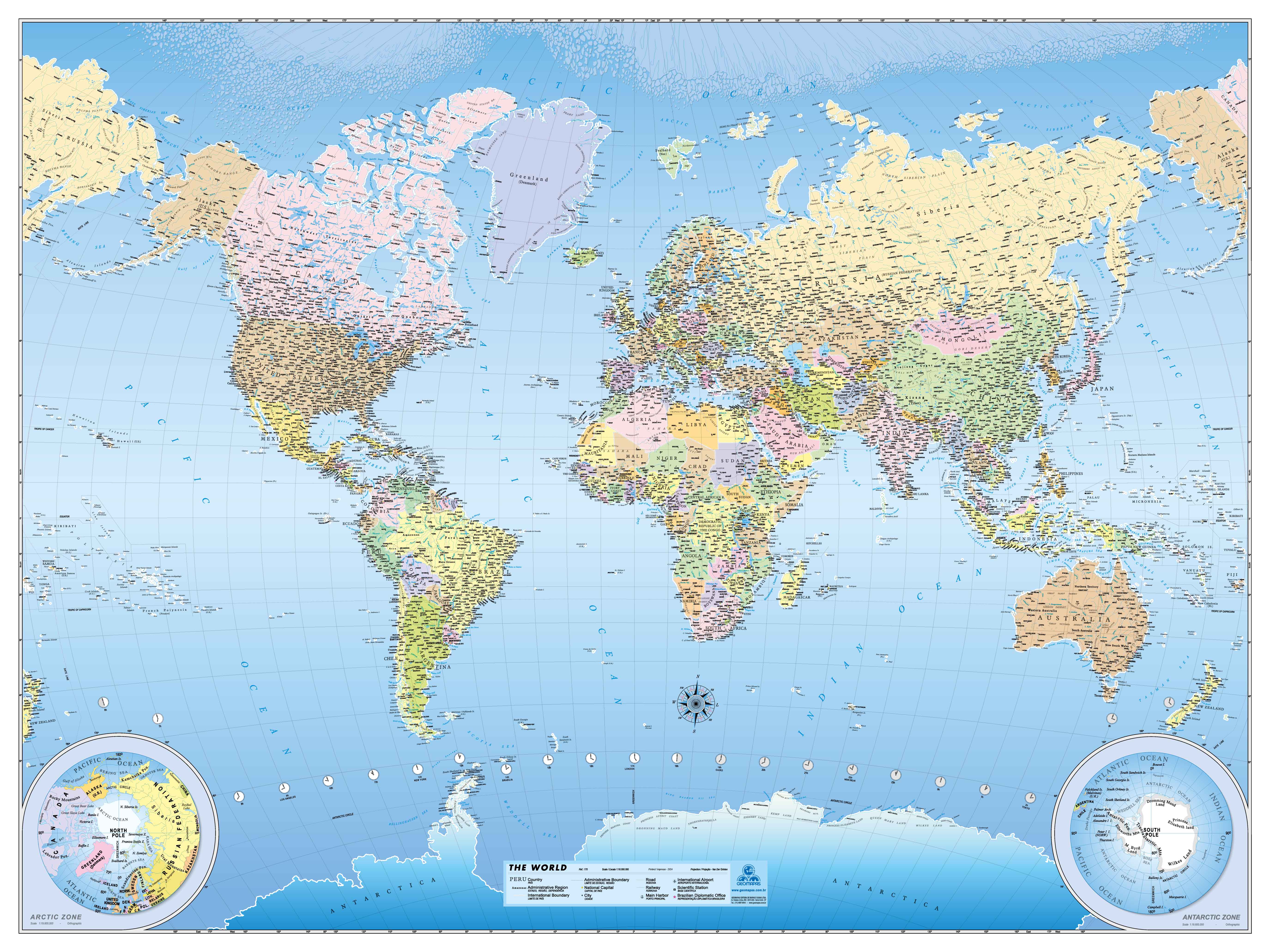 Ref. 170  Mapa-Múndi The World Blue - Formato 2.40x1.80m