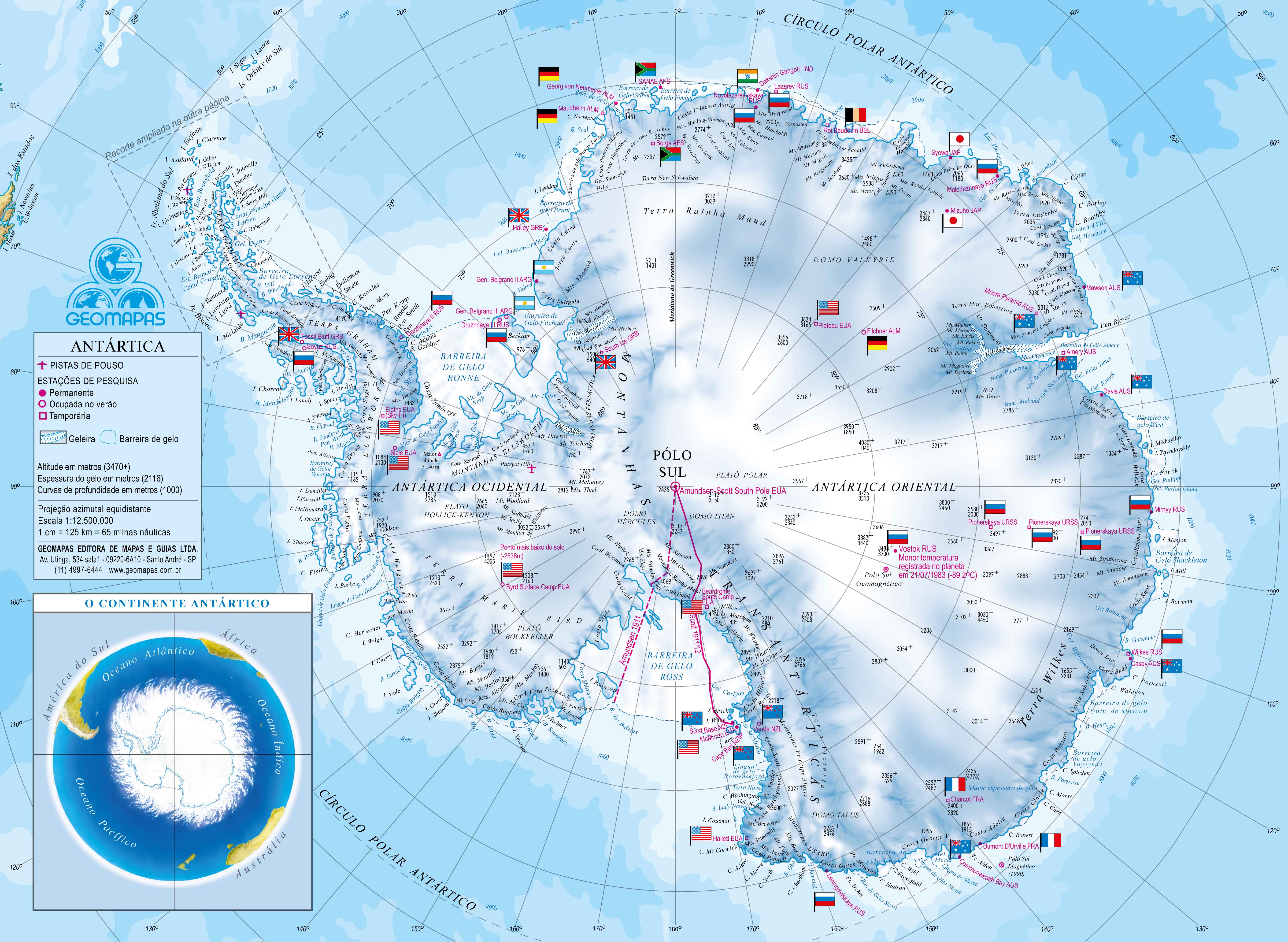 Ref.: 032-61 Mapa da Antártida-Frente - Formato 0,26x0,19m