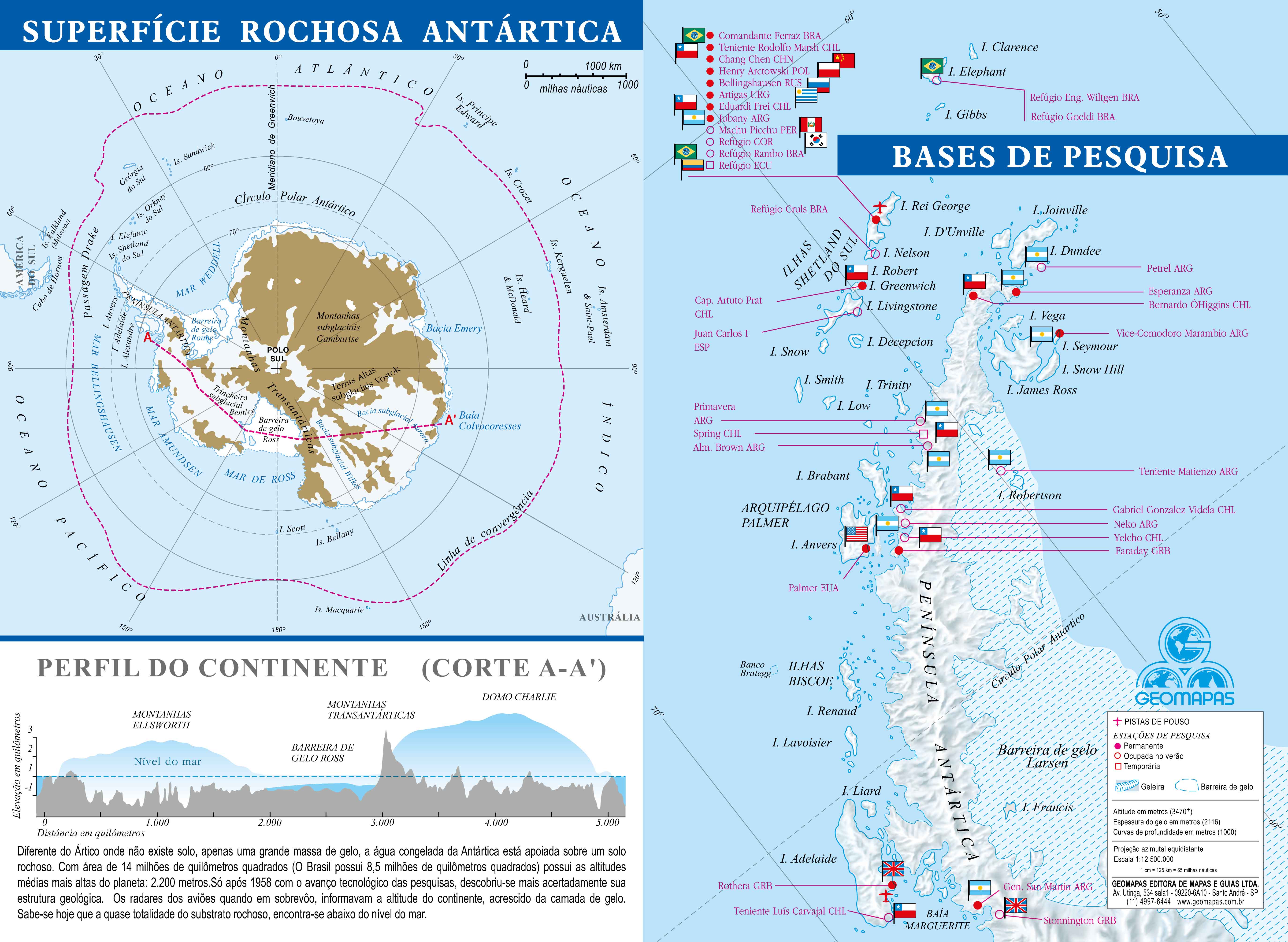 Ref.: 032-61 Mapa da Antártida-Verso - Formato 0,26x0,19m