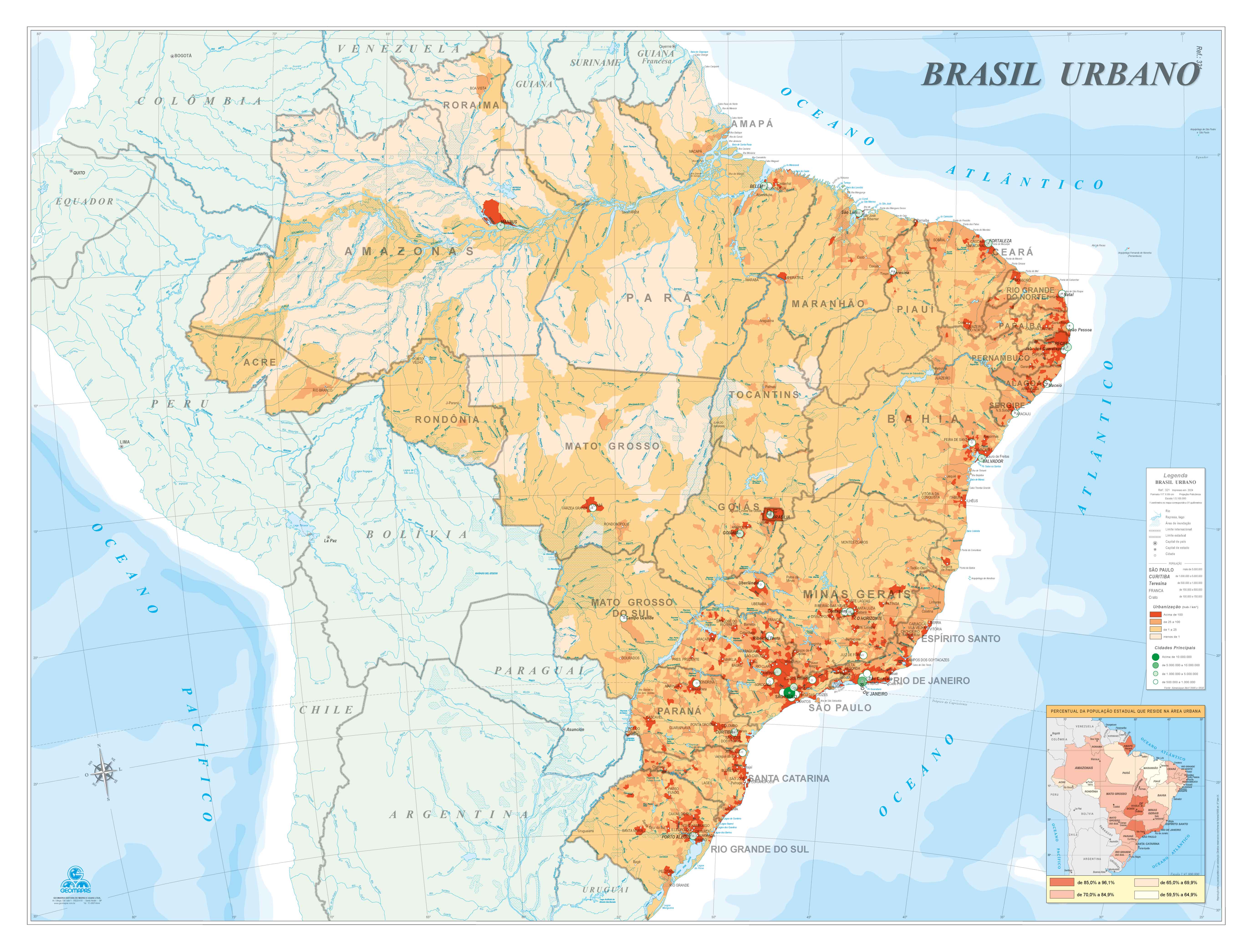 Ref. 321  Mapa do Brasil Urbano - Formato 1,20x0,90m
