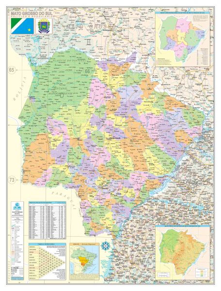 Ref. 520 Mapa do Estado do Mato Grosso do Sul Político e Rodoviário - Formato 1,20x0,90m