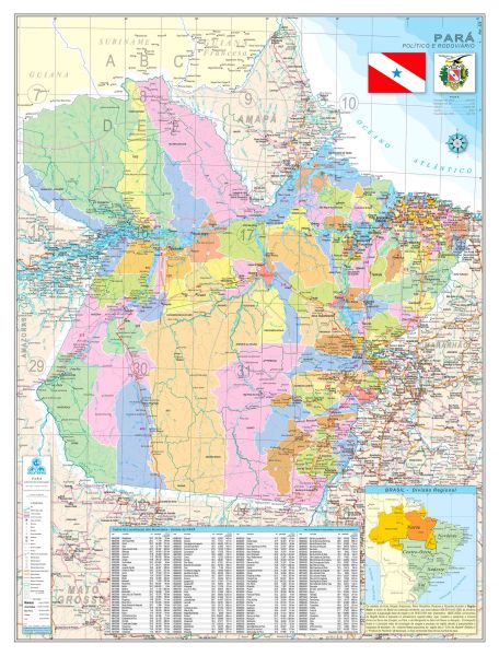 Ref. 526 Mapa do estado do Pará Político e Rodoviário - Formato 1,20 x 0,90m