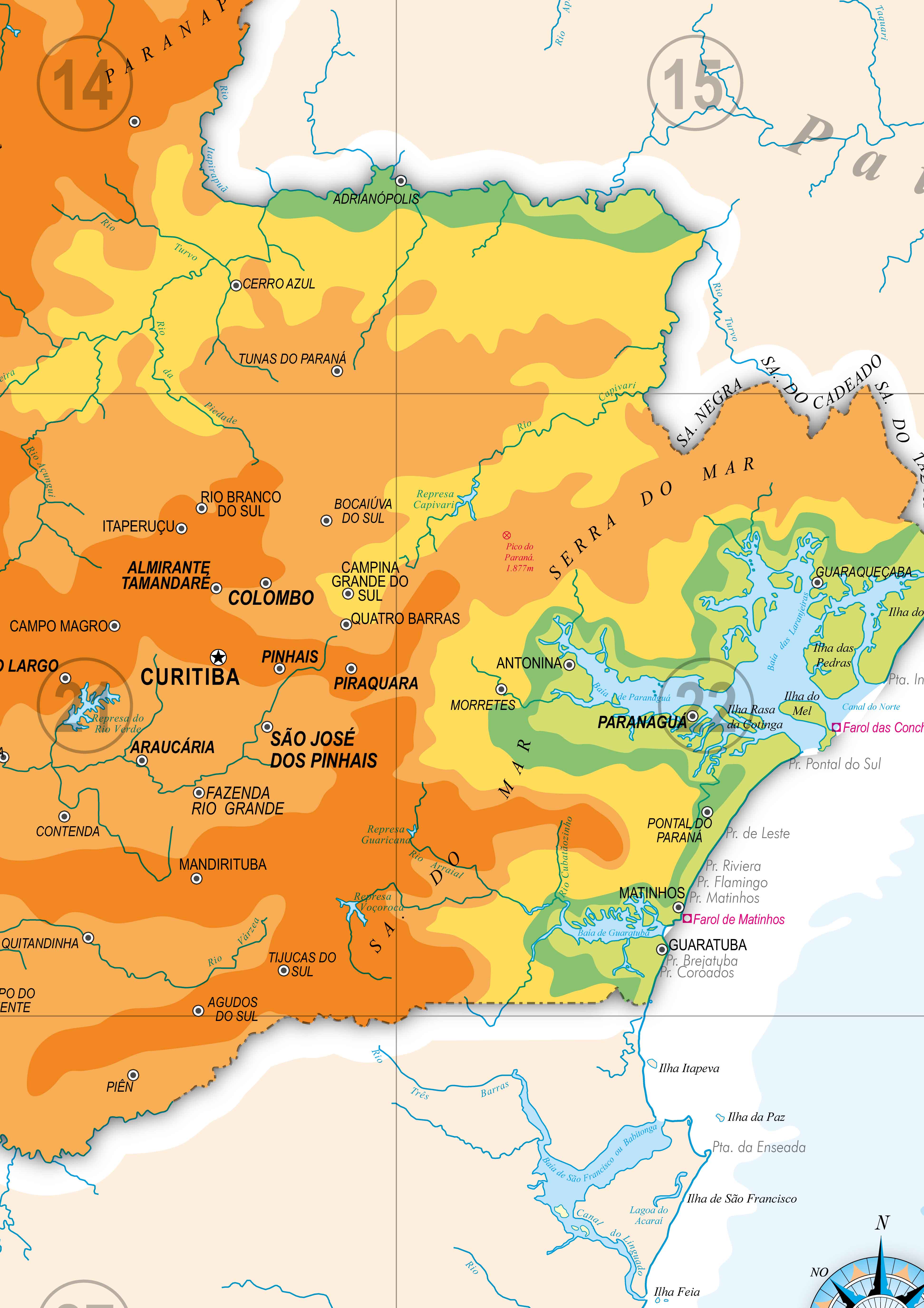 Ref. 546 Mapa do Estado do Paraná Físico - Formato 1,20x0,960m