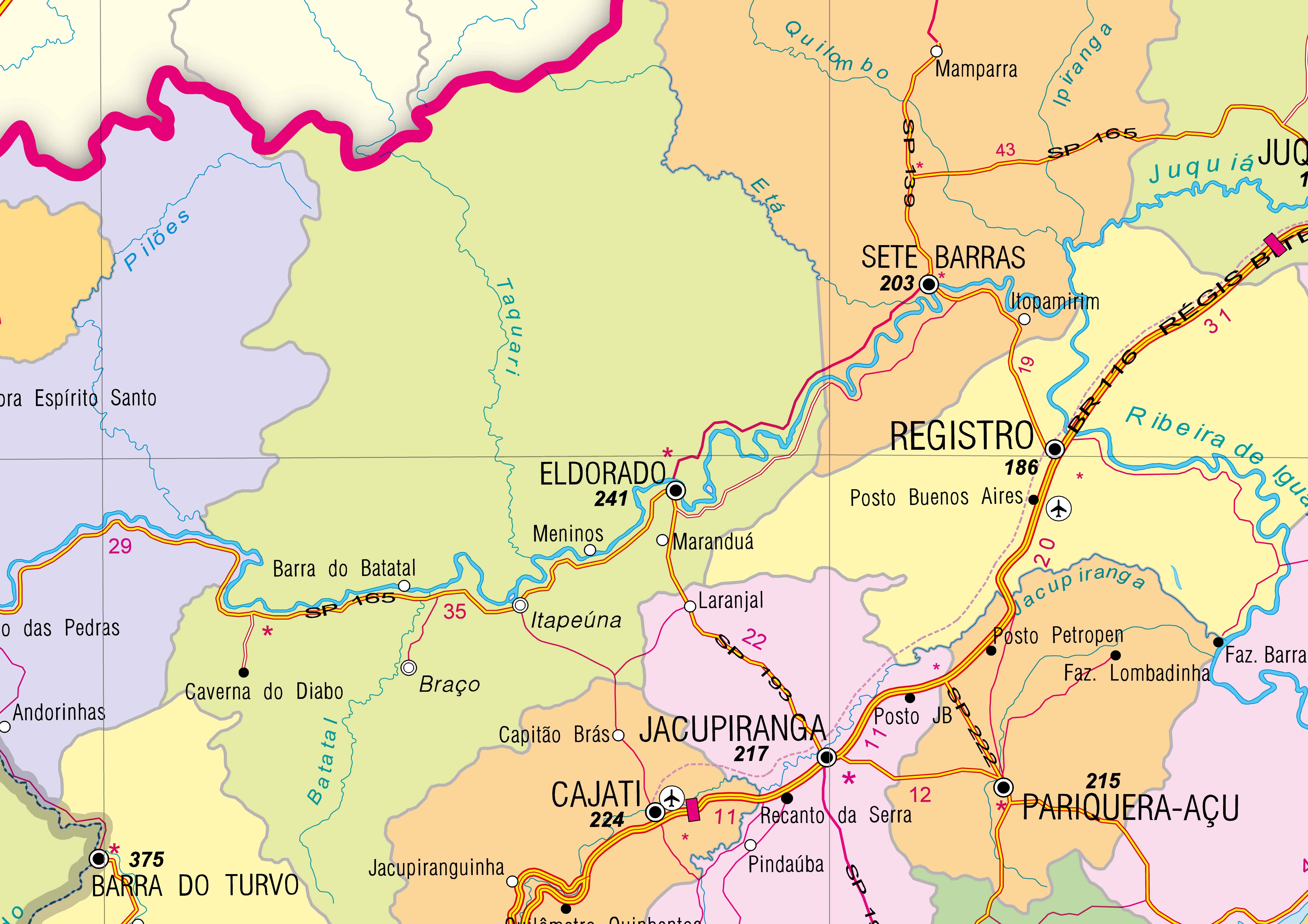 Ref. 592  Mapa do Vale do Ribeira - Formato 1.20x0.90m