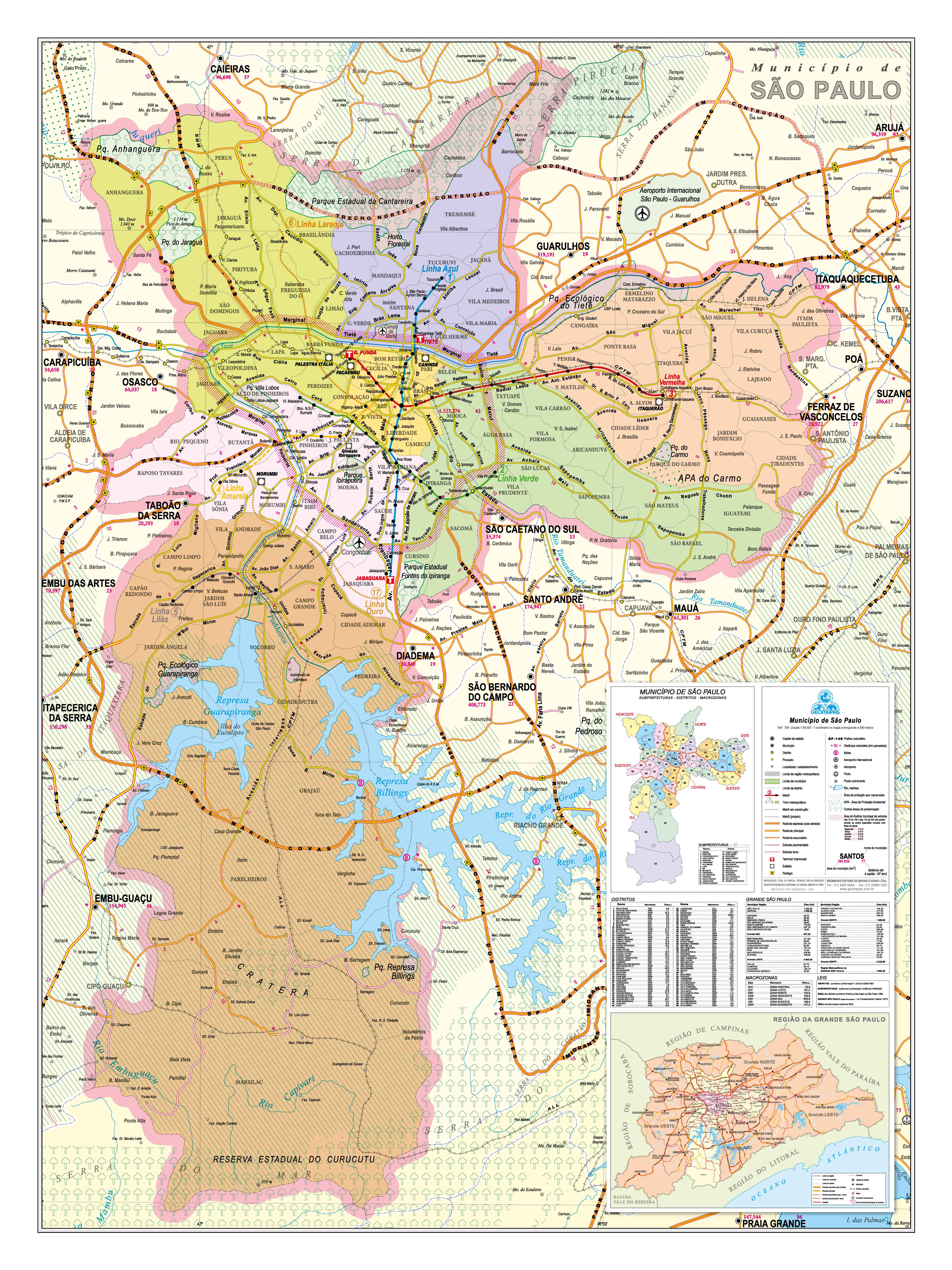 Ref. 711 Mapa do Município de São Paulo - Formato: 0.90x1.20m
