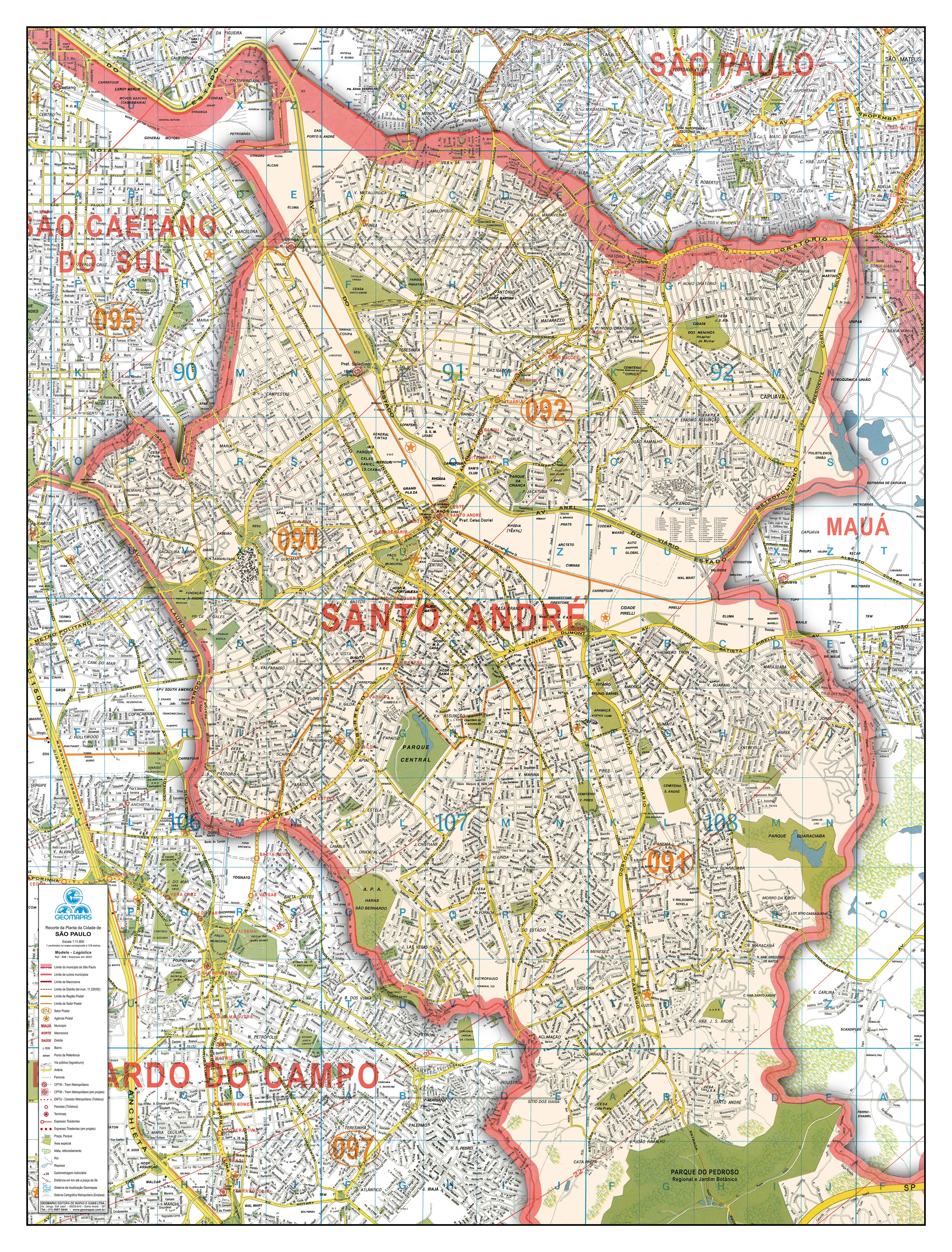 Ref. 712 Mapa do Município de Santo André - Formato 0.90x1.20m