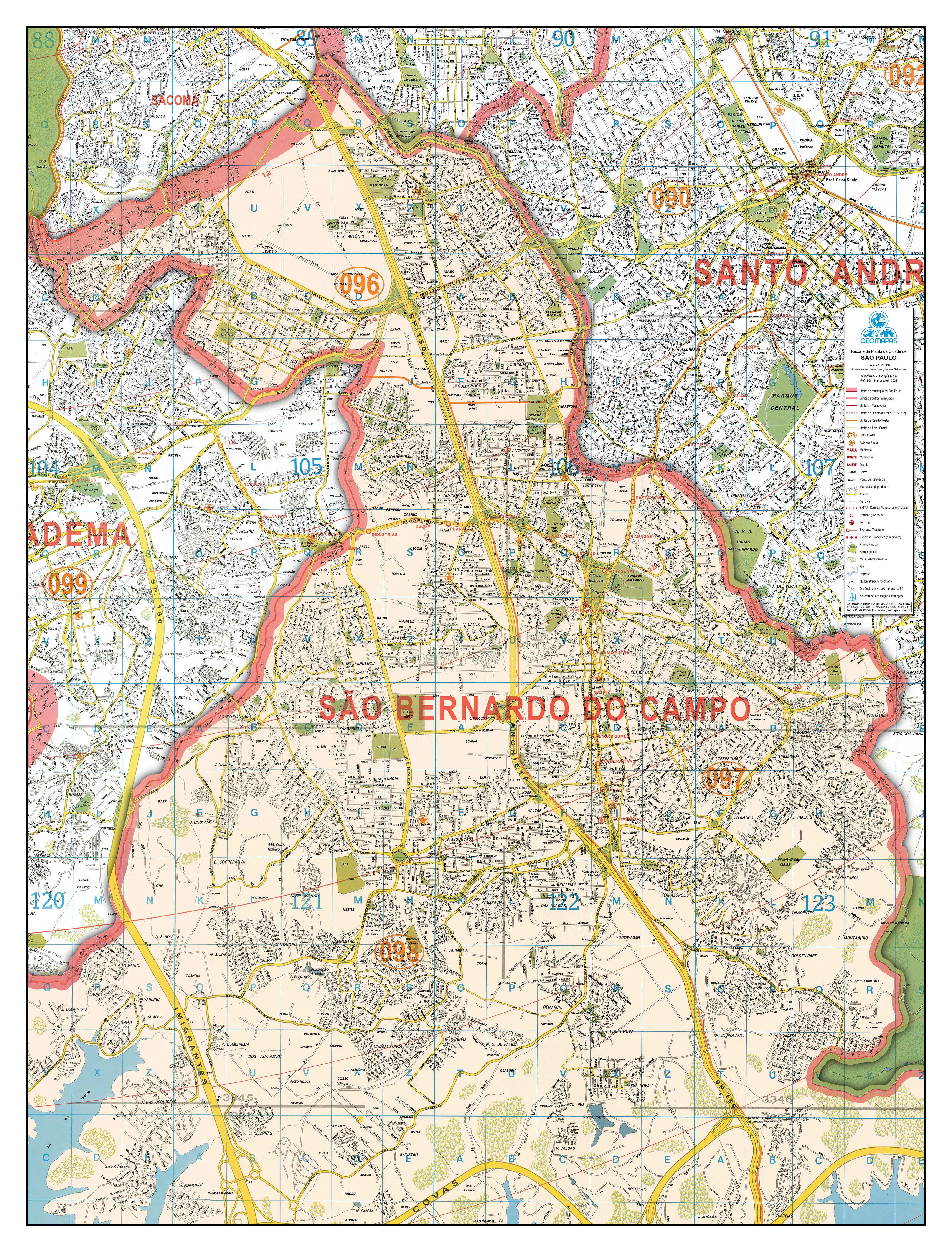 Ref. 713 Mapa do Município de São Bernardo do Campo -  Formato 0.90x1.20m