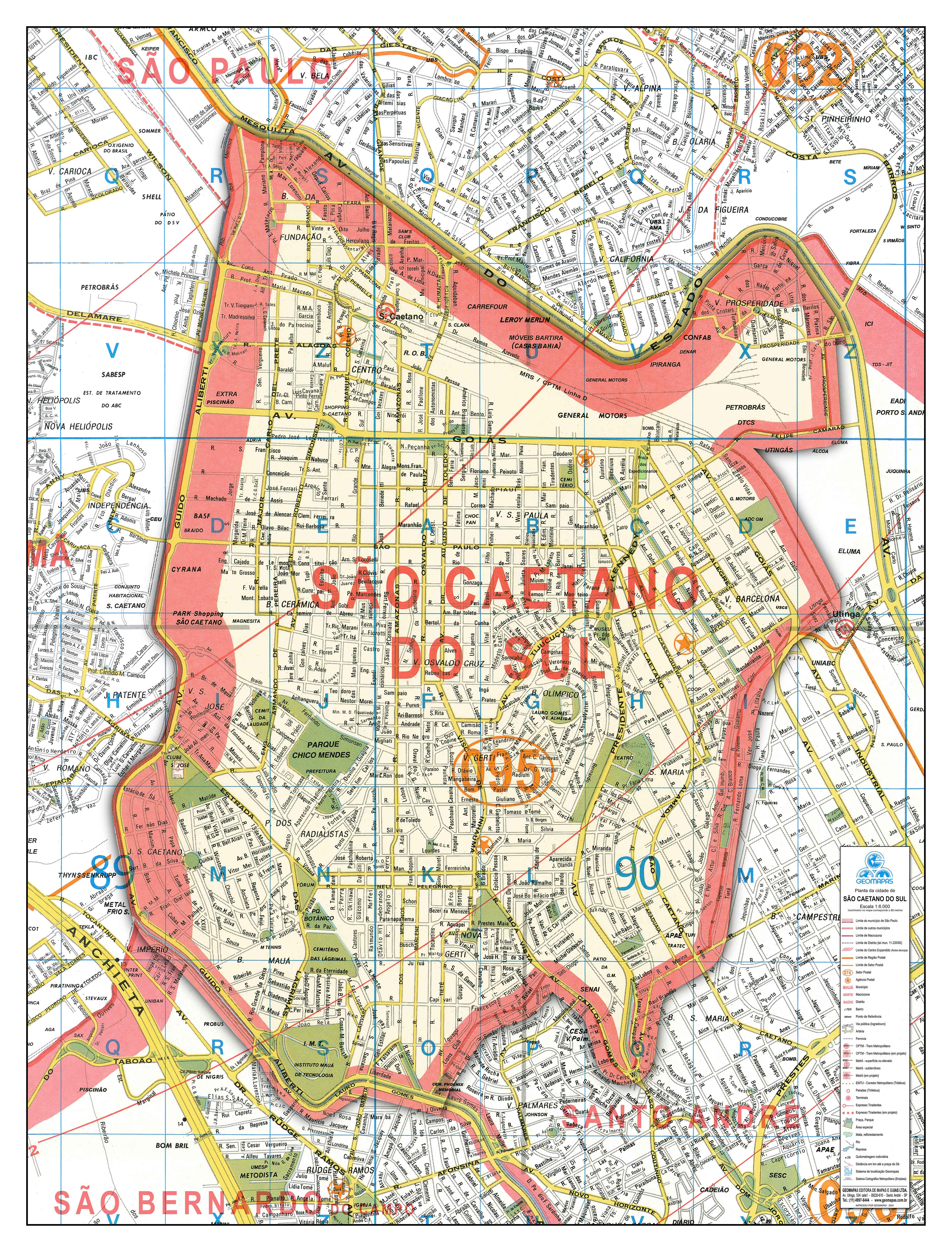 Ref. 714 Mapa de São Caetano do Sul - Formato 0.90x1.20m