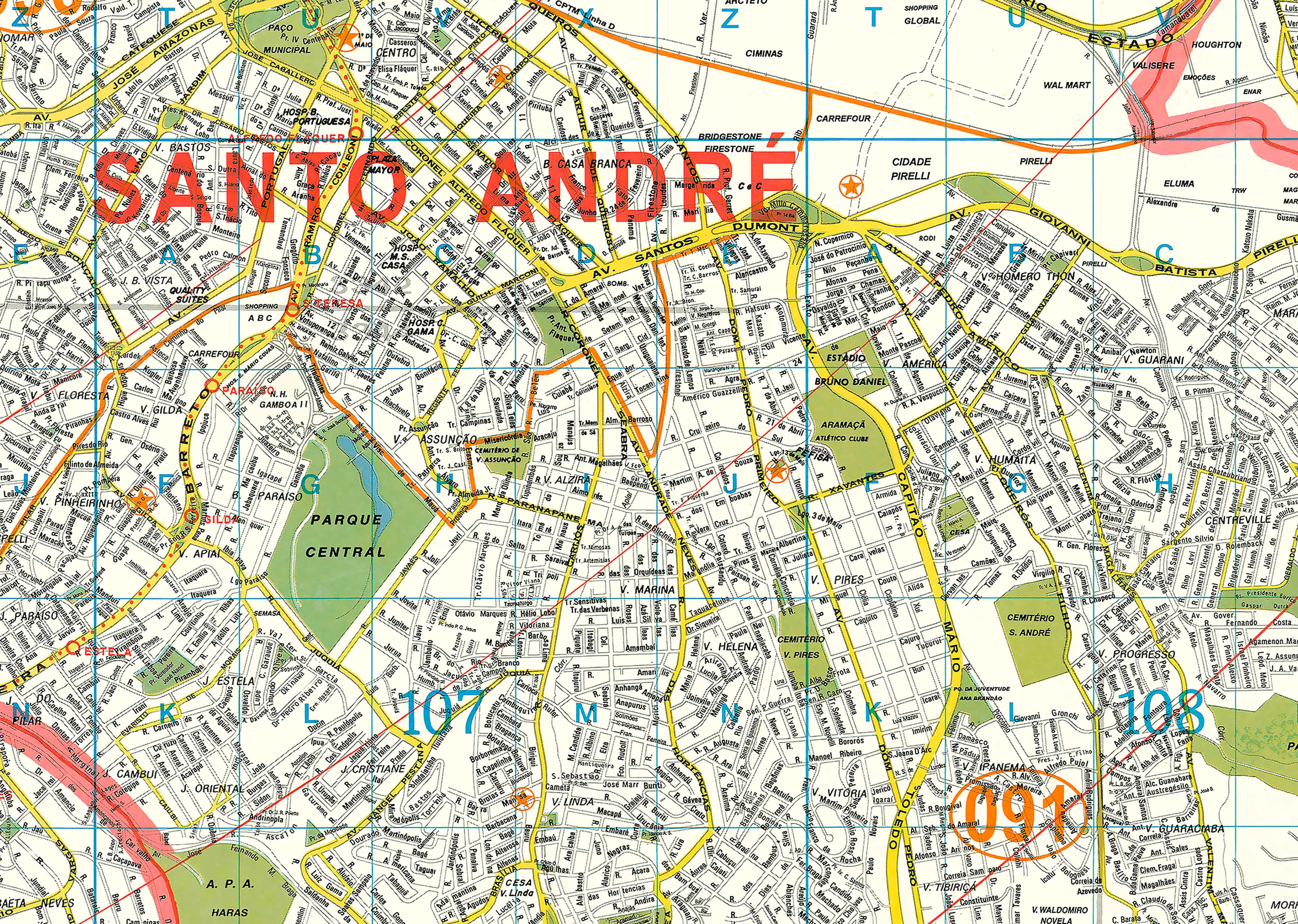 Ref. 866 Planta da Região do Grande ABCD - Formato:1.60x1.20m