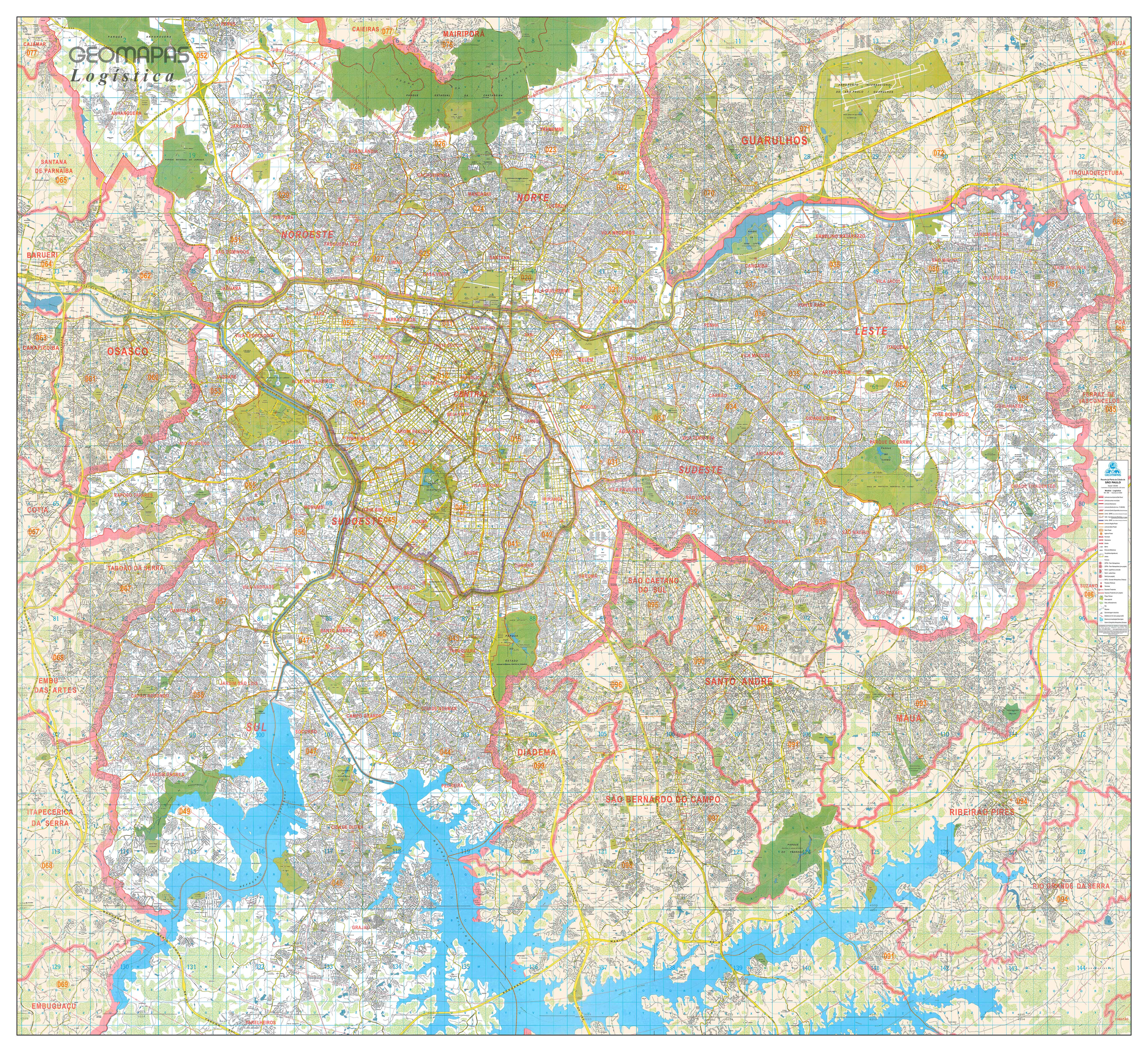 Ref.  898 Planta Logística da Cidade de São Paulo Formato: 2.40x2.20m